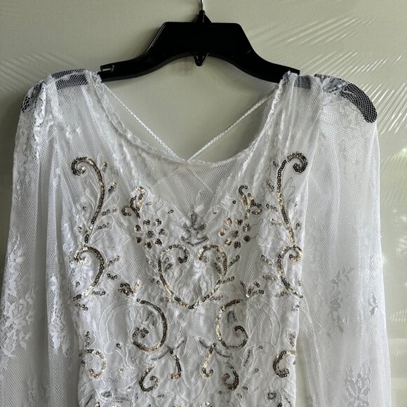 NWOT Free People x Intimately WOMEN'S BODYSUIT M Ready To Party LACE SEQUIN - Picture 4 of 16